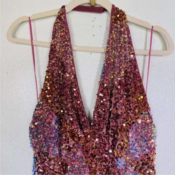 NWT Free People Multicolor Sequin Halter Dress - Picture 7 of 9